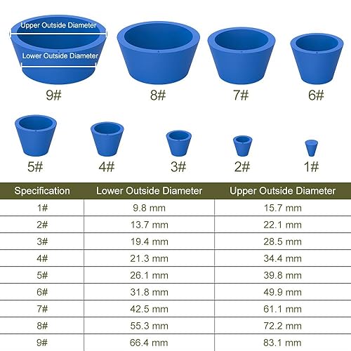 Miniatura 7 de db11 FunChem - Conos adaptadores de filtro, paquete de 9 unidades de tapones de goma de cuello cónico blanco resistentes al desgaste, juego de conos