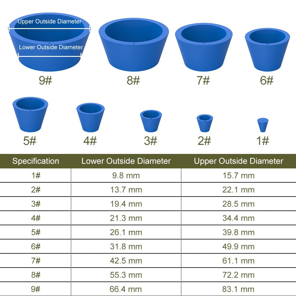 9pcs Filter Adapter Cone, Rubber Stopper Buchner Funnel Flask - View #7