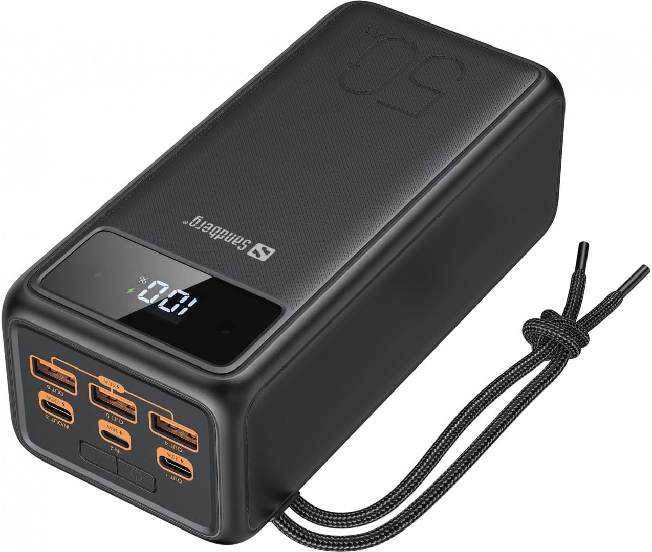 Sandberg Powerbank USB-C PD 130W 50000 | High-Capacity Mobile Charger for Phone Tablet Laptop | 20 Phone Charges | Flashlight | Charges 5 Devices Simultaneously | 50000 mAH | Mobile Power Bank