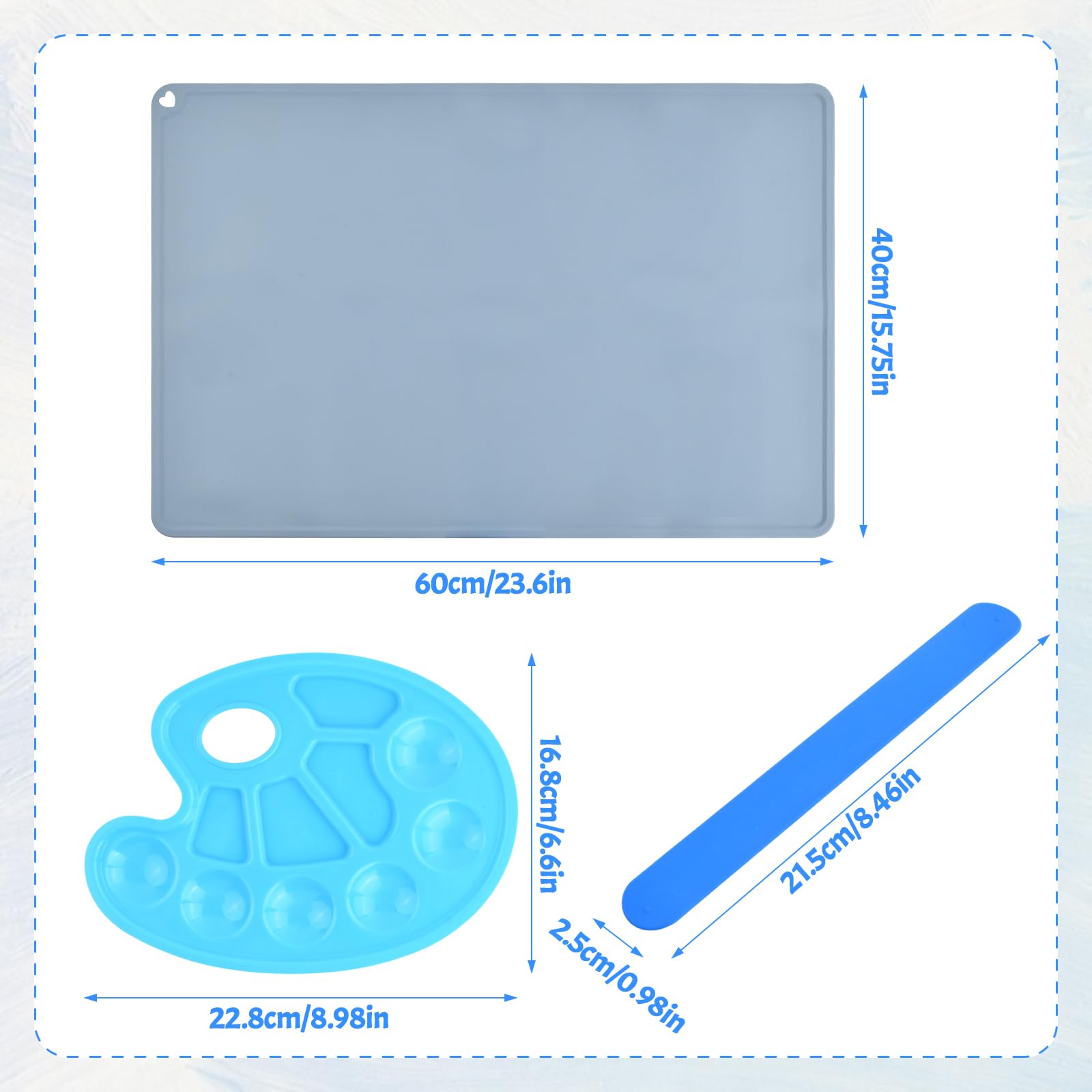 Tappetino da pittura in silicone con 1 clip magnetica ad assorbimento e 1 tavola da disegno, grande, 60 x 40 cm, tappetino da scrivania per bambini, riutilizzabile, tappetino per pittura, per