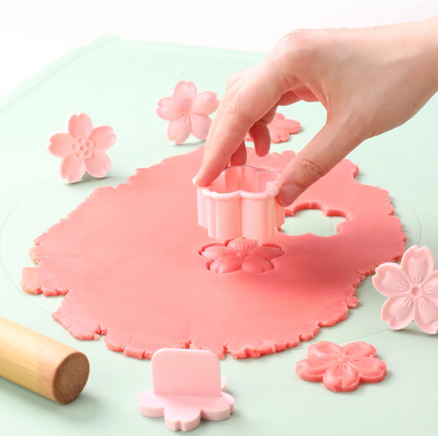 Cherry Blossom Cookie Moulds Cake Topper Sugar Craft Plunger Plastic Material