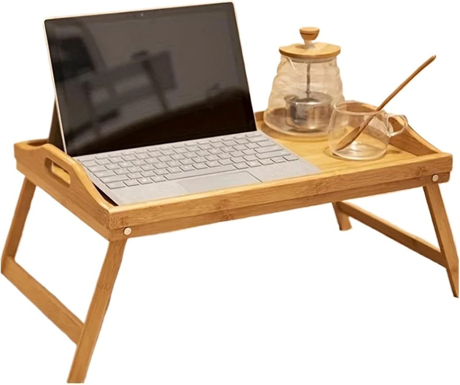 Foldable Bed Tray Table with Adjustable Legs for Breakfast Eating and Laptop Use on Sofa or Bed 1pc - Image 1 of 4