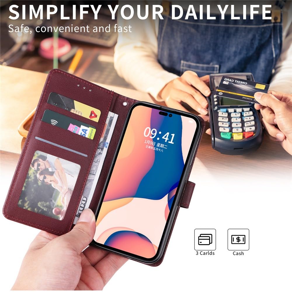 Generic Étui compatible avec Samsung Galaxy S10E (couleur : rouge foncé) Étui portefeuille en cuir souple uni à rabat magnétique