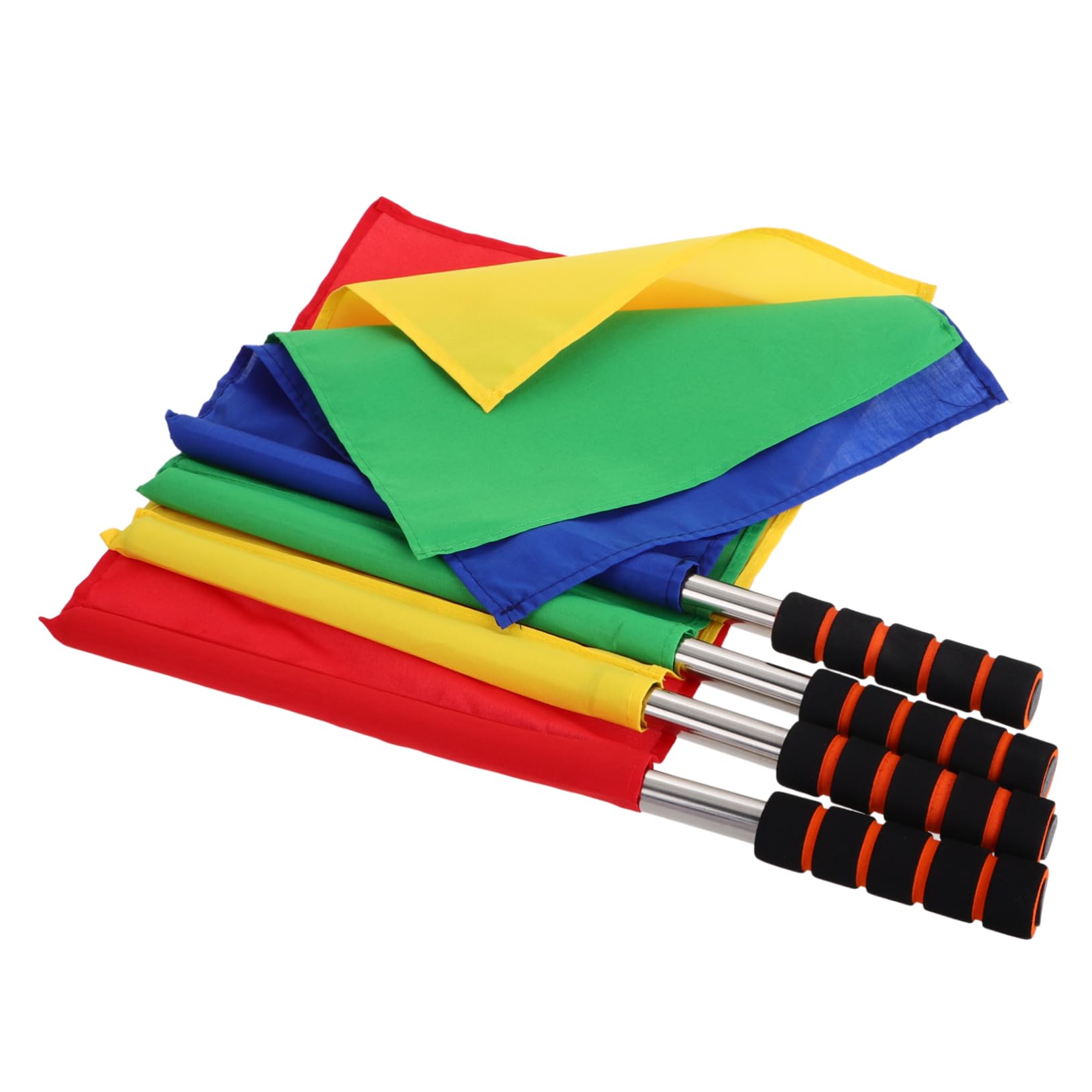BRIGHTFUFU 4pcs High Visibility Referee Flags Stainless Steel Pole with Foam Handle for Soccer Volleyball and Sports Training Bright Colors for Signal Communication