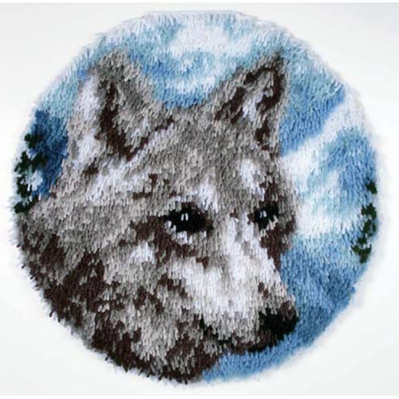 Raixleb Latch Hook Kits for Adults/Kids Pattern Printed Rug Making Kit Everything Included Gift for Family Friends Latch Hook Rugs DIY Needlework Crafts for Home Sofa Wolf 20X20 inches — image 1