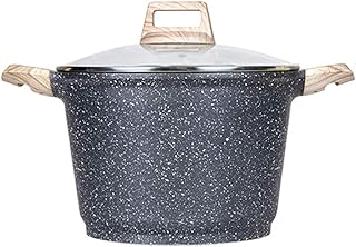 Rondel ze szklaną pokrywką garnek do zupy mleko rondel macyfan kamień bez oparów powłoka nieprzywierająca z pokrywką nadaje się do wszystkich rodzajów kuchenek, w tym indukcyjnych garnków ze szkłem/dzbankami (rozmiar: 24 * 17 cm (5,8 l))