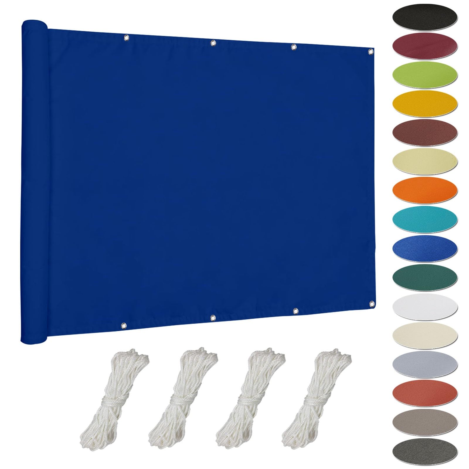 Voile d'ombrage rectangulaire 3x6.5m bleu foncé avec oeillets pour jardin