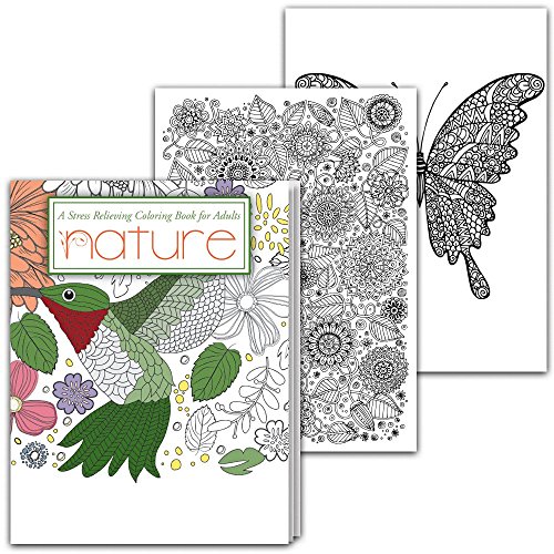 Nature - Stress Relieving Adult Coloring Book - 24 Intricate Nature Themed Designs #TOP20