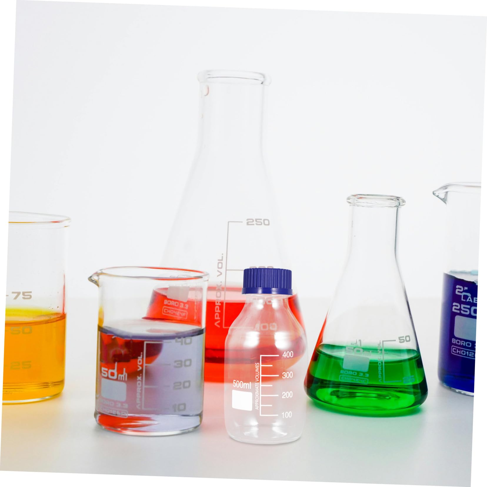 Cabilock 2pezzi Bottiglia in Vetro Flacone Per Reagenti Da Laboratorio Coperchio Ermetico Contenitore Di Vetro Per Liquidi Per Uso Scolastico e Chimico