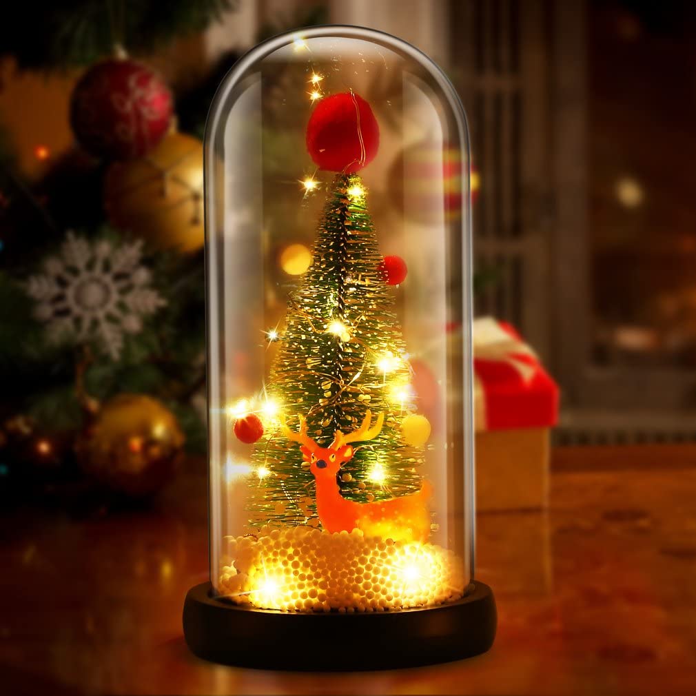 ZAZZIO Light for Women, Christmas Tree Decorations Light Gifts, Forever in A Glass Dome Gift for New Year, Birthday, Presents, Friends(Elk)