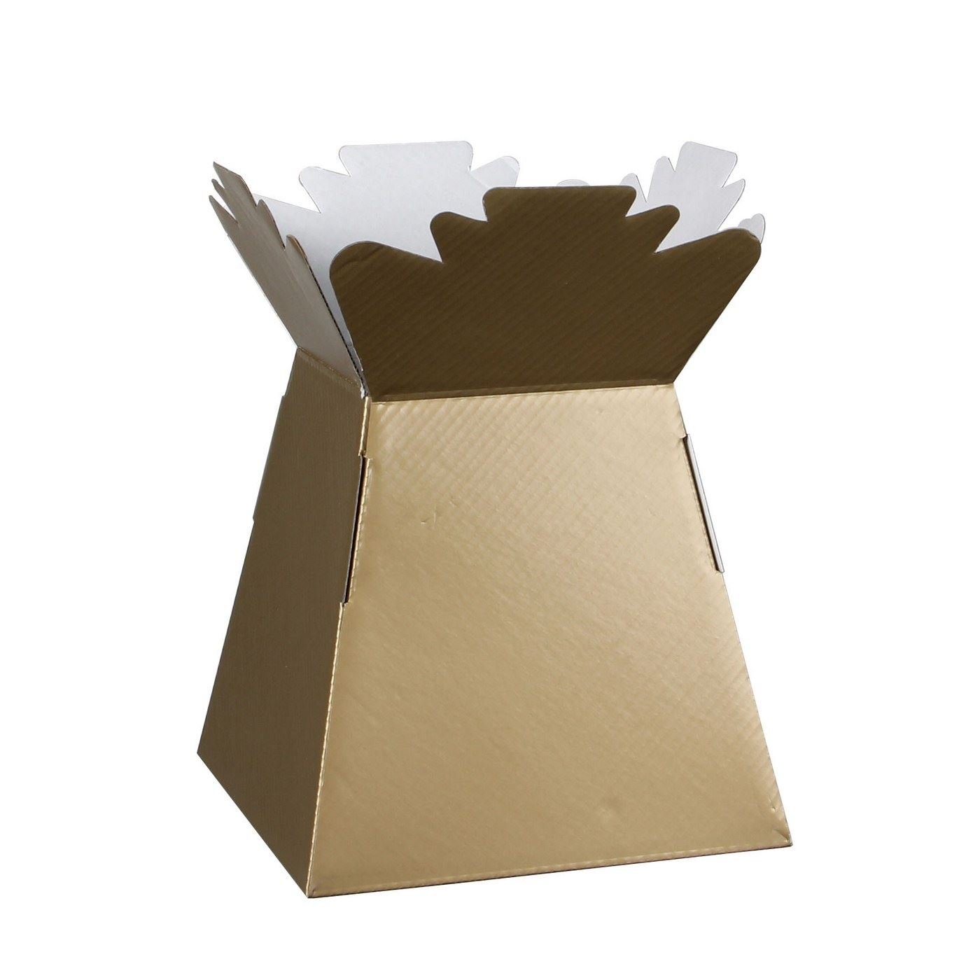Hand-Tied Vase Florist Bouquet Boxes | Aqua Presentation & Transporter Boxes | Pack of 5 | Durable Flower & Plant Packaging | Glossy Gold