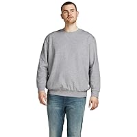 JACK & JONES Felpa da Uomo Plus Tinta Unita, Chiaro Grigio Melange