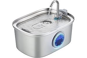 Cat Water Fountain Stainless Steel, Pet Water Fountain with Water Level Indicator and 3 Filters