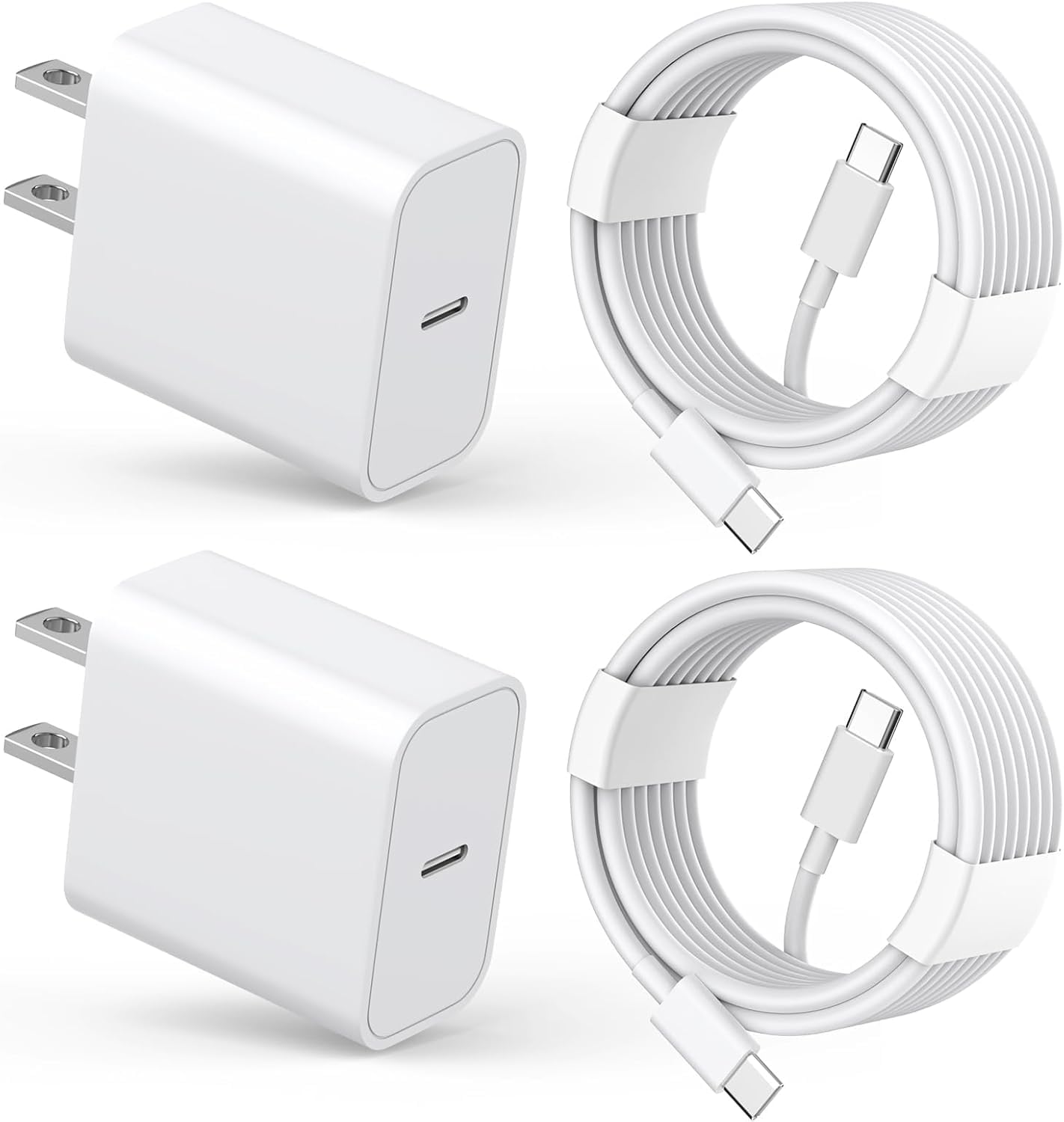 IIOZO iPhone 15 Pro Max Charger Fast Charging, 2 Pack PD 20W Type C Fast Charger Block with 2 Pack 6FT USB C to USB C Cable Compatible for iPhone 15/15 Plus/15 Pro Max/15 Pro Max, iPad Pro/Air/Mini