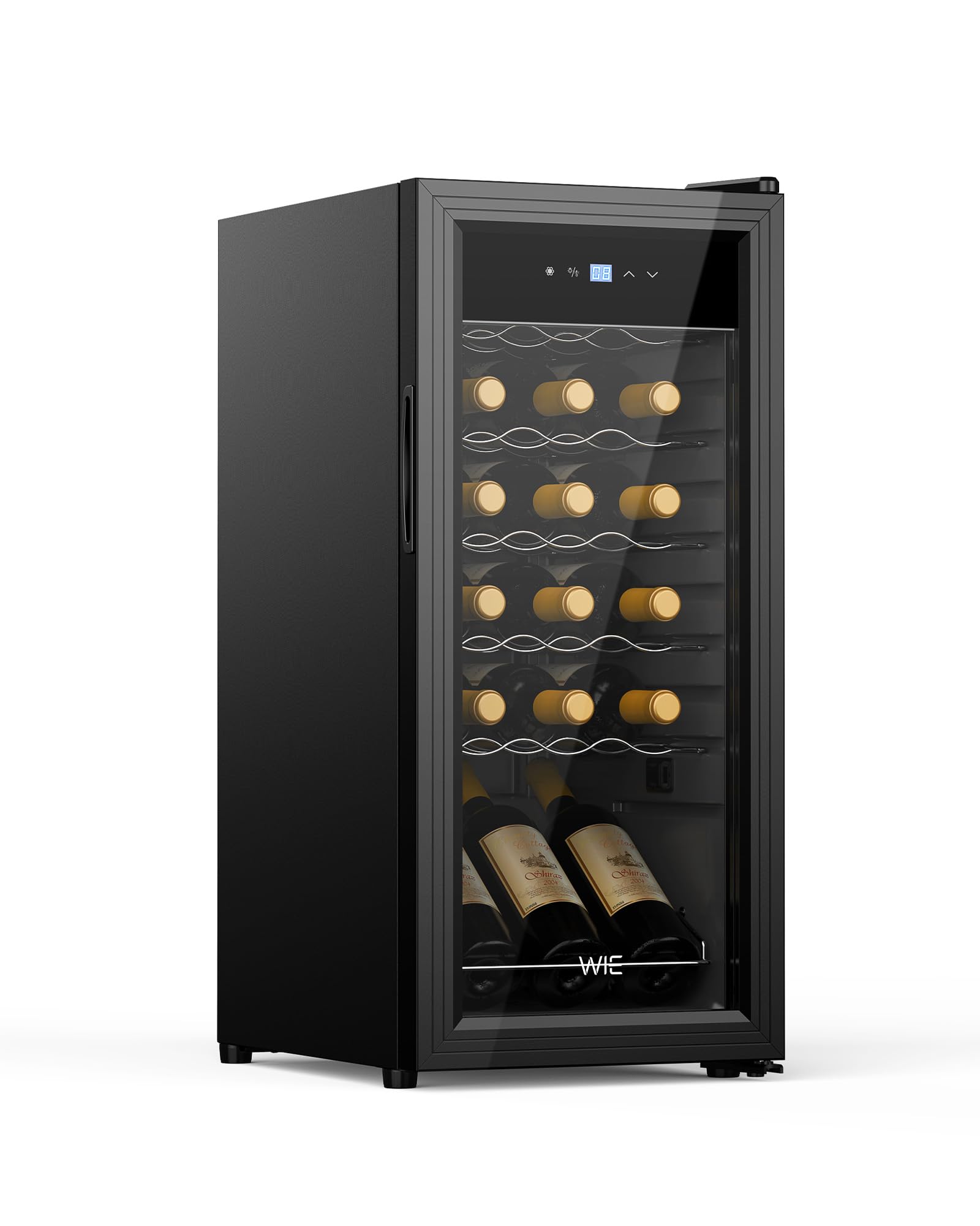 Cave à Vin 18 Bouteilles 53L Réfrigérateur à Vin 5°C-18°C Compresseur Verre Porte Panneau Tactile LED