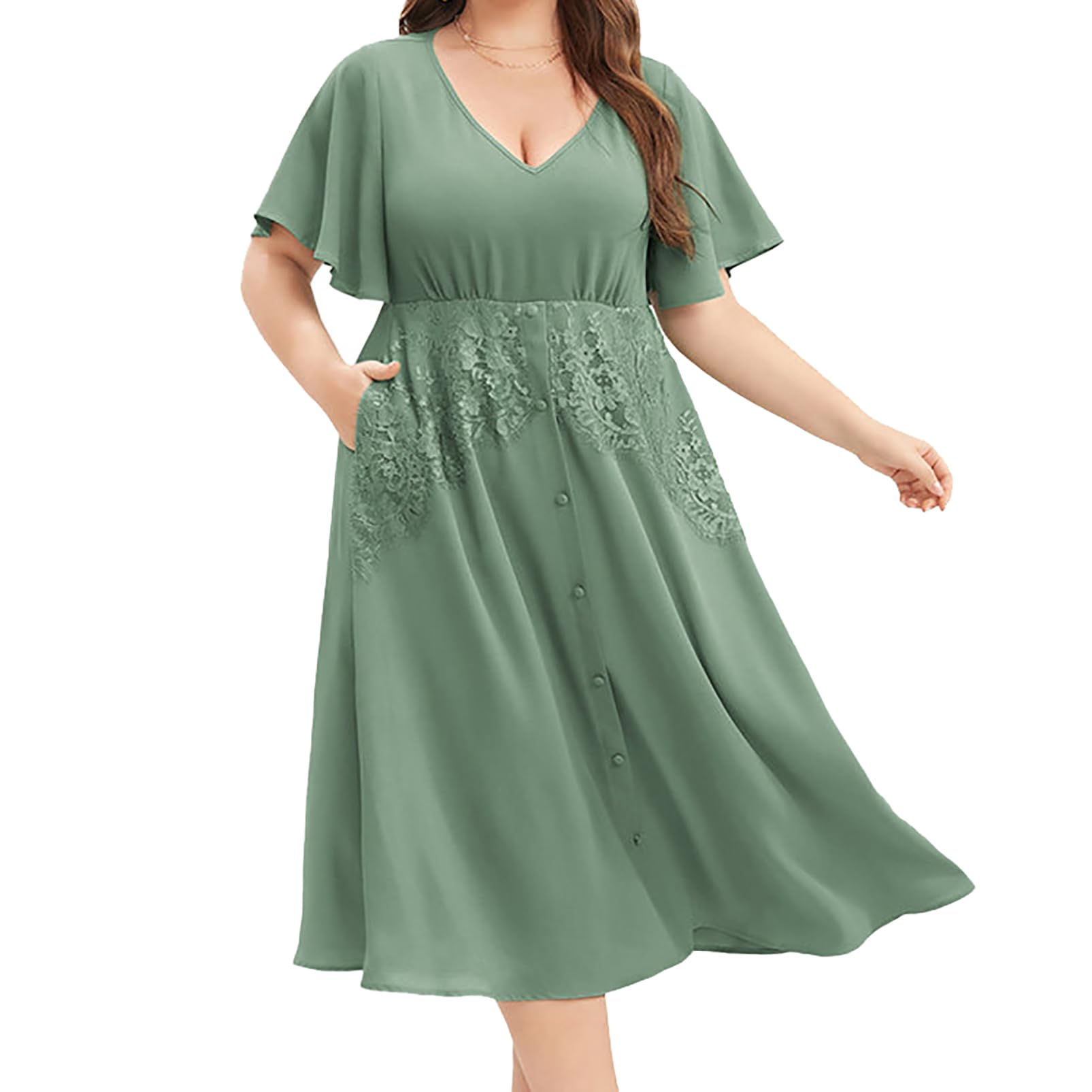 Robe de bal col en v grande taille trapèze pour sublimer les formes en soirée - 7