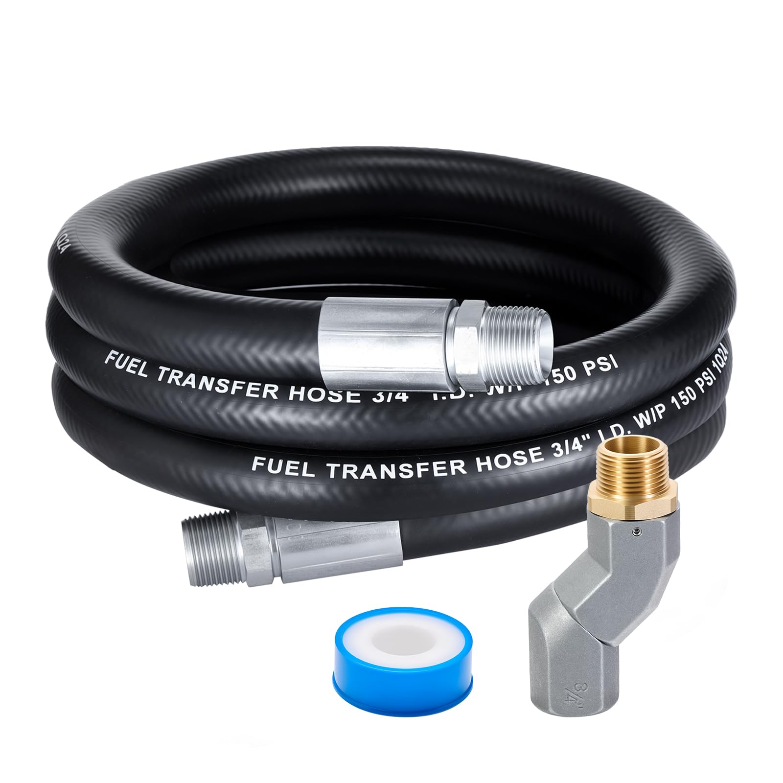 EVIL ENERGY 3/4" Fuel Transfer Hose Kit 10FT,Farm Fuel Hose With 1PC 3/4" NPT Transfer Swivel for Dispensing Diesel Gasoline Kerosene Biodiesel-image-5