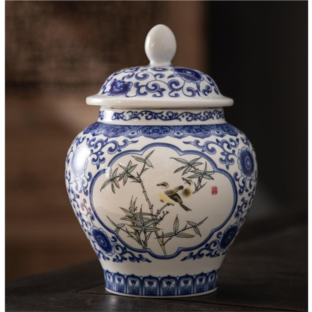 CMBSSTFC Słoik na cukier Retro Pałac Niebiesko-biały porcelanowy słoik ogólny Biała porcelana do przechowywania Luźny słoik do przechowywania herbaty Ceramiczny słoik kuchenny Pojemnik na herbatę