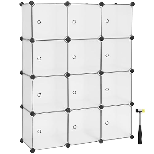 SONGMICS Meuble de Rangement Modulable, 12 Cubes, Étagère en Plastique,