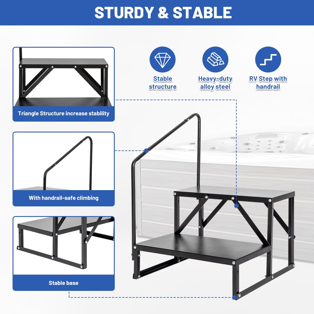 Sgabello Antiscivolo In Acciaio - Gradino Singolo Per Camper E Casa - Foto 5