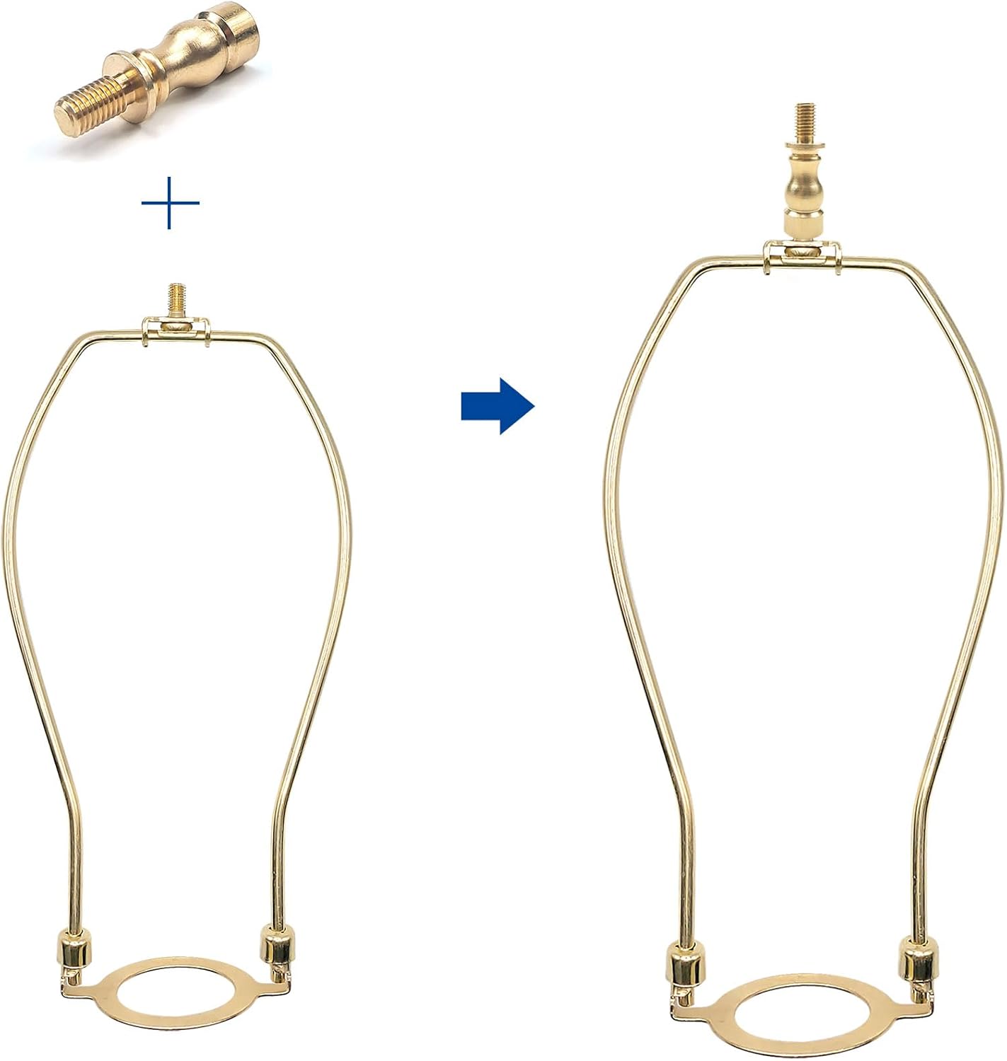 ECUDIS Lamp Shade Brass Risers Lamp Finial Extender, 2 Pack (Brass, 1 Inch)