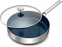 Vista 6 de Blue Diamond Cookware - Cacerola antiadherente de cerámica de acero inoxidable de tres capas, de 1.6 cuartos de galón con tapa, sin PFAS