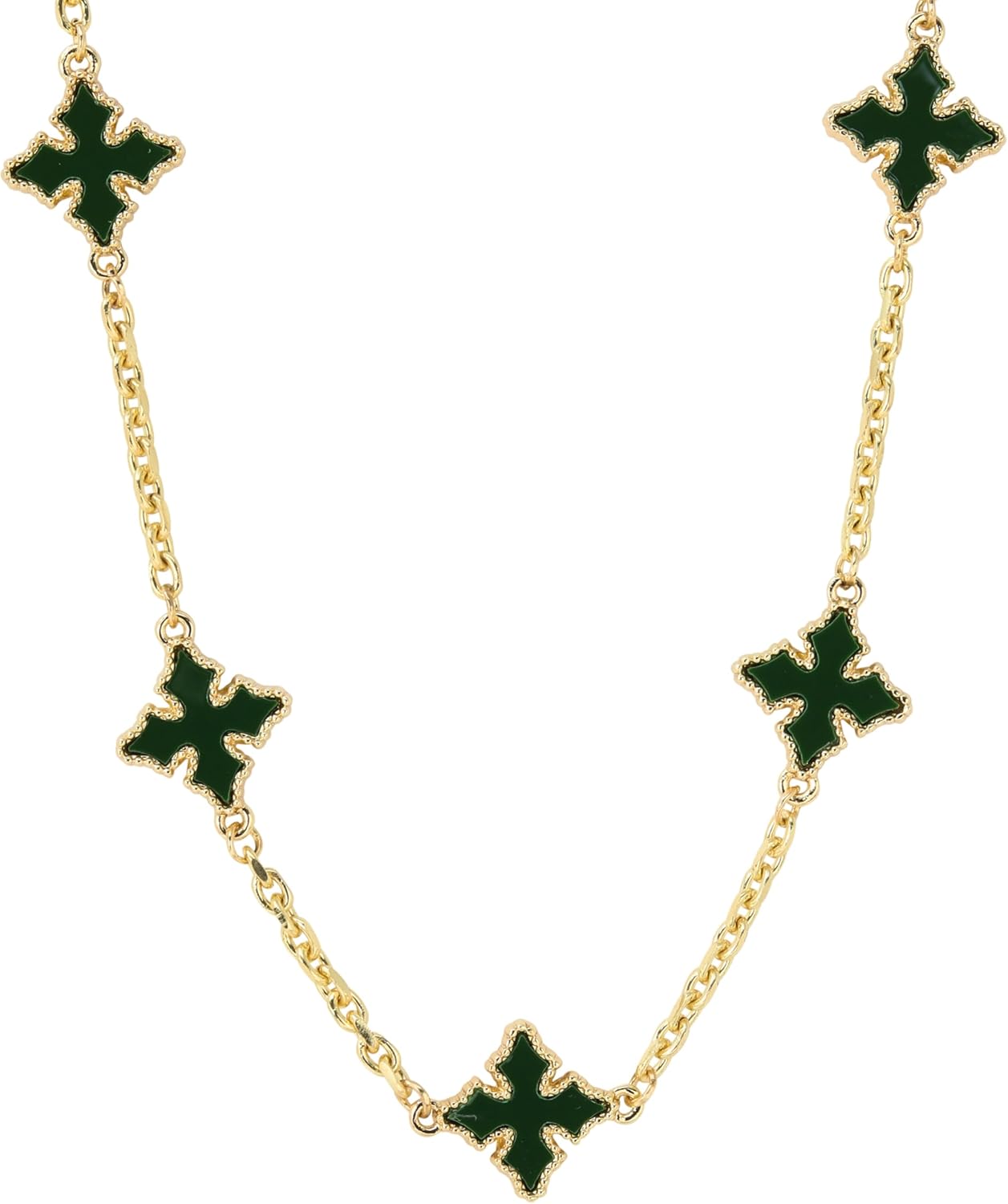 ICE STAR Men’s Chrome-Inspired Multi-Cross Necklace & Bracelet Set – 2-Piece Jewelry with Double-Sided Charms, Stylish Gift for Him