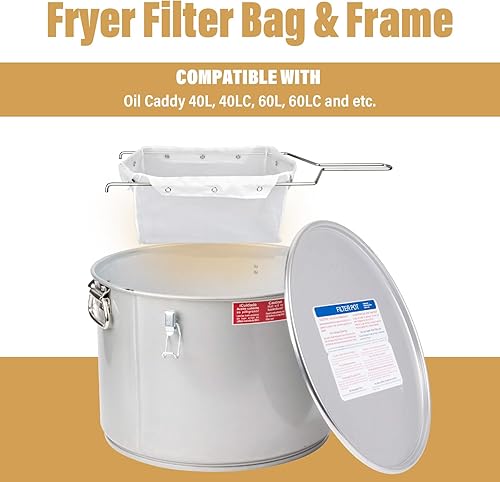 Miniatura 3 de ANTOBLE Bolsa de filtro y marco para freidora, combinación de bolsa de filtro de flujo, filtro de aceite reutilizable para freidora profunda,