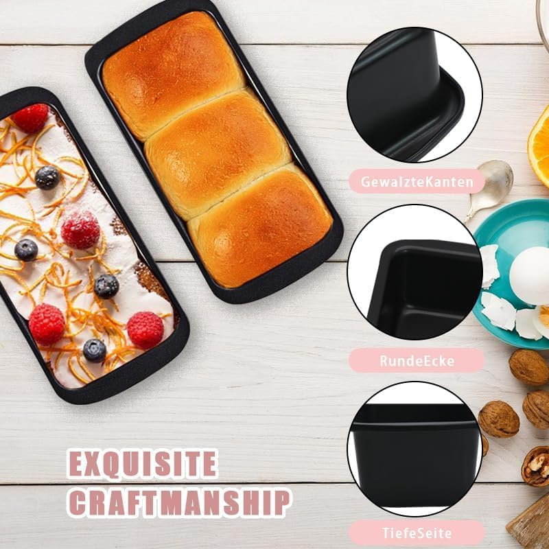 2PCS Small Loaf Pan for Baking Bread, 1lb Bread Loaf Tin, 7.5 x 3.5 x 2.4 inch Banana Bread Pans, Non-Stick Meatloaf Pan, Rectangular Bread & Loaf Tins for Ovens Air Fryer - Image 3