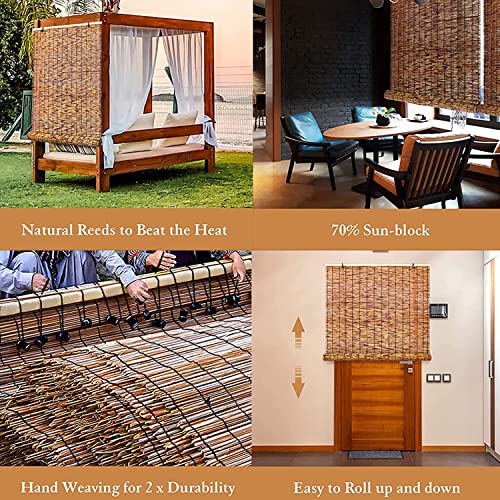 Cordless Filter Reed Curtain, Bamboo Roller Shades, Bamboo Blinds For Patio Reed Curtain, Hand Woven, Sunscreen Dustproof And Waterproof (Size : 109X163Cm/43X64In) #TOP5
