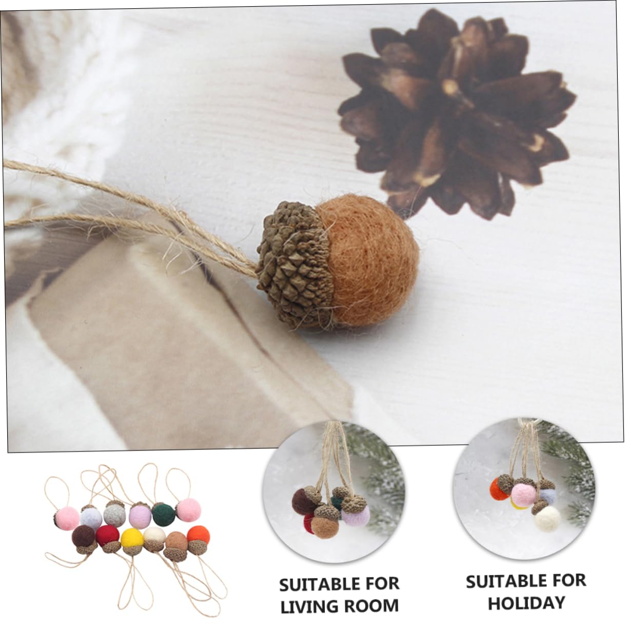 3 Set Di Decorazioni Natalizie in Feltro Di Lana Pigne Pendenti Decorazioni Festive 12 Pezzi * 3 Casuali