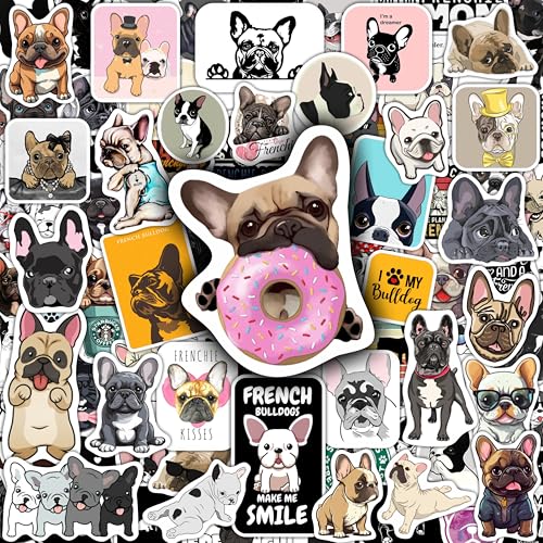 BulbaCraft 100Pcs French Bulldog Stickers for Laptop - Cute Frenchie Stickers for Water Bottles - French Bulldog Gifts for Owners, Party Favors, Decorations - Gifts for Women & Men