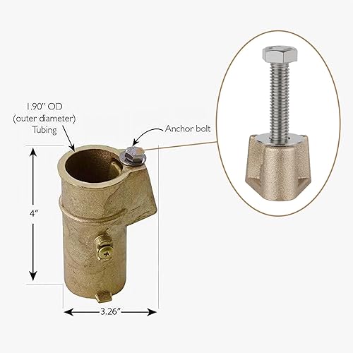 Miniatura 5 de Anclaje de escalera de piscina PW-4C de 4 pulgadas, anclajes estilo Hanover de bronce con perno - Se adapta a anclajes de riel de 4 pulgadas -