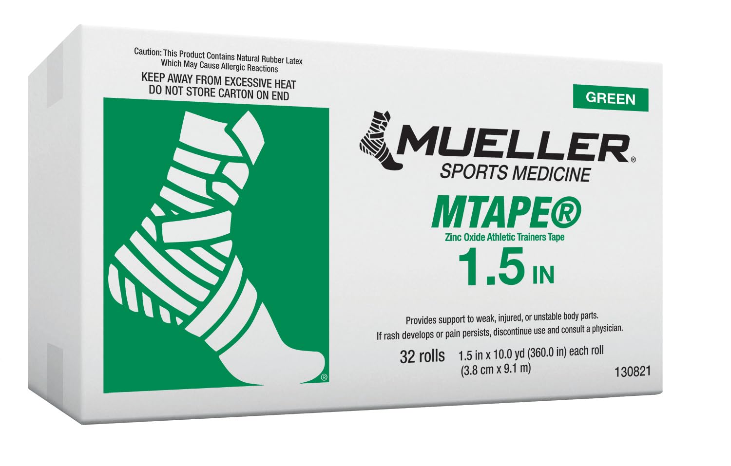 M-Tape - Cinta atlética de color (3,8 x 10 m), color verde