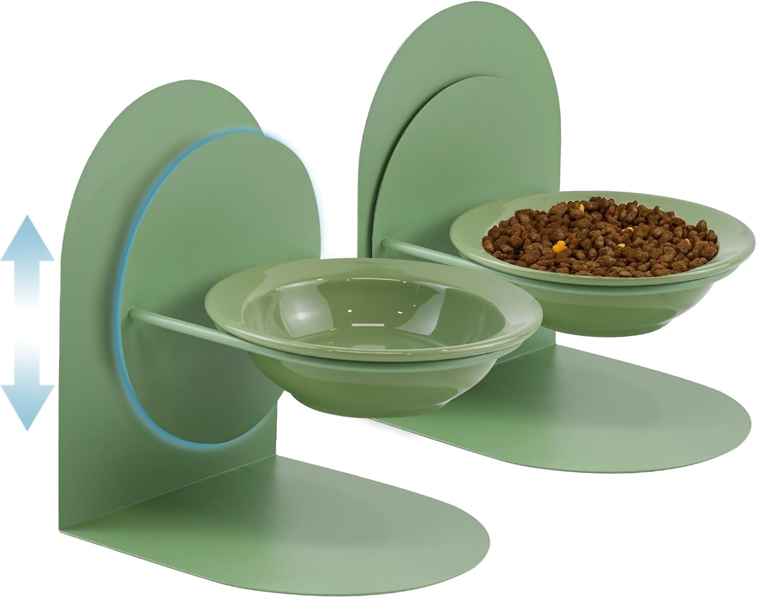 2-Pack Adjustable Cat Bowls with Magnetic Iron Stand & Ceramic Bowls – Dual Height & Angle Adjustable, Non-Slip Design for Comfortable Feeding