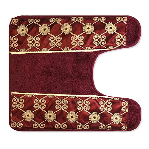 Top Brands Popular Bath Contour Bath Rug, Vlegant Rosa Collection, 23" x 10.5", Burgundy/Gold