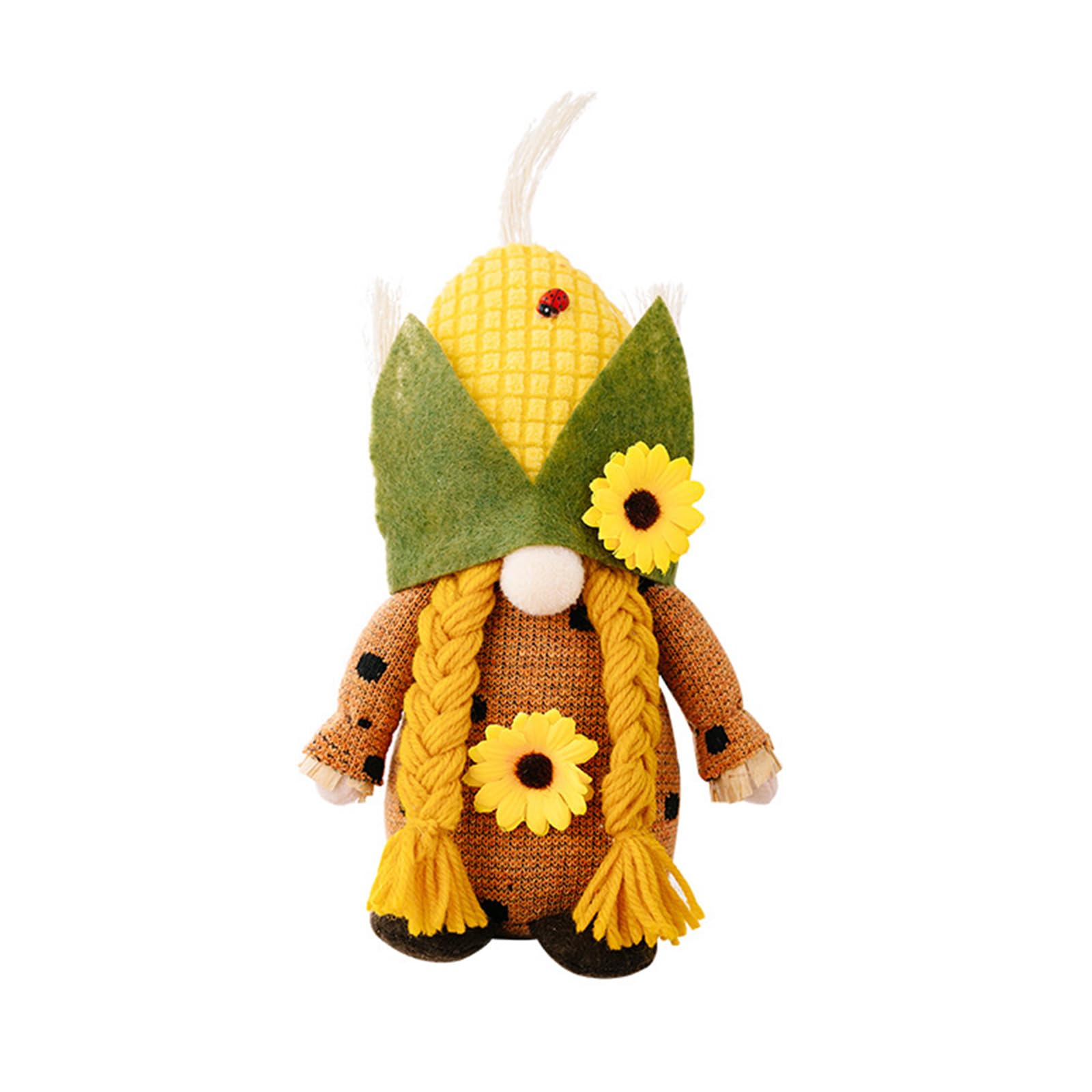 Tsophreniq Harvest Corn Head Sunflowers Doll Ornament Desktop Decor for Fall Thanksgiving Desktop Decor Party Accessories