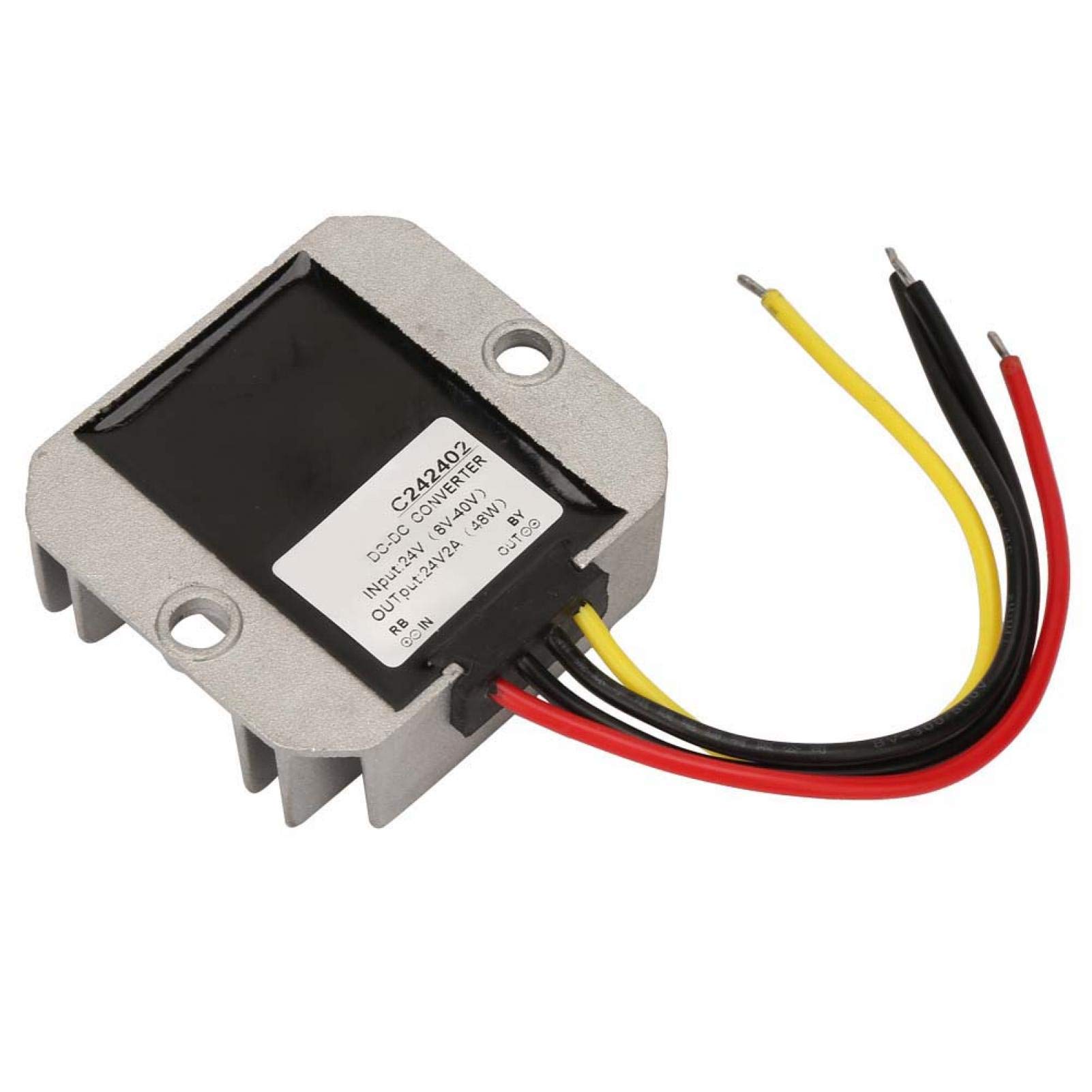 Riduttore di Tensione CC Convertitore Step Up Down 8-40 V a 24 V Boost Modulo Regolatore di Tensione Modulo Trasformatore Impermeabile(2A)