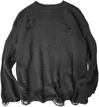 white ripped sweater