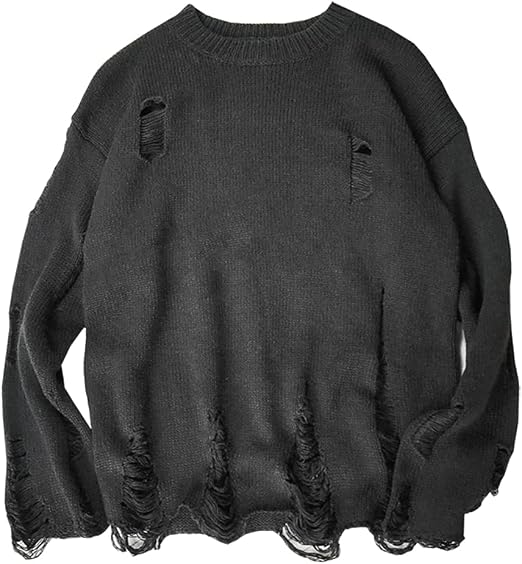LifeHe Men's Ripped Sweater Pullover 
