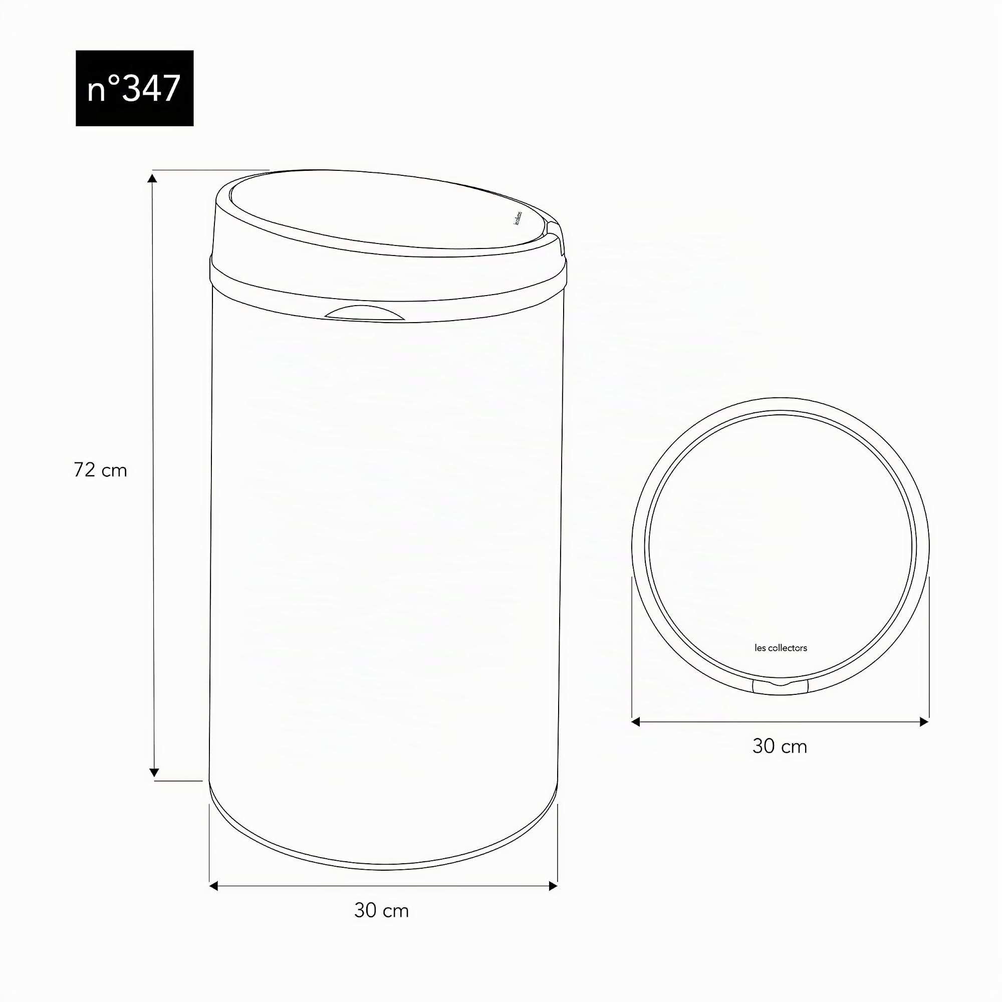 Les Collectors Papelera de Cocina automática de Acero Inoxidable N°347, 42 L, Sensor de Infrarrojos, Redondo, Apertura sin Contacto, Resistente, Cierre silencioso de la Tapa, diseño, Gris Oscuro