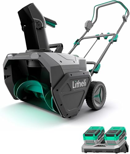 2x20V Cordless Snow Blower, 20'' Brushless Electric Snow Thrower with Wheels, 180Β° Adjustable Chute, LED Lights, Battery & Charger Included, Heavy Duty for Driveway Patio