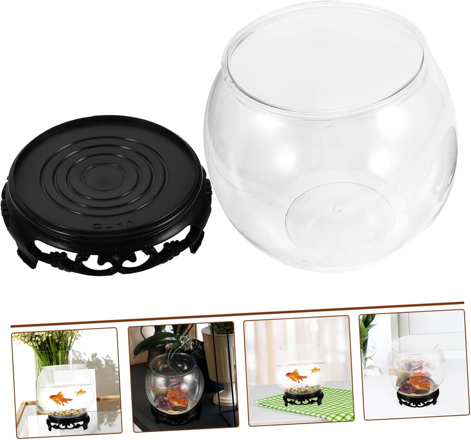 VOSAREA 1set Transparent Fish Bowl Aquarium with Stand Delicate Design for for Desk Decoration Plastic Material