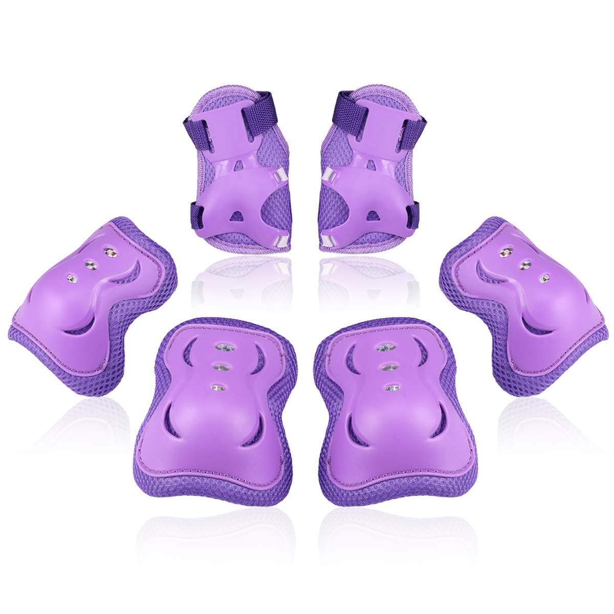 BOSONER Knee Pad for Kids 6 In 1 Knee and Elbow Pads for Children, Protective Gear Set with Wrist Guards, Kids Knee Pads for Skating (Purple, Small (3-8 years)) — image 1