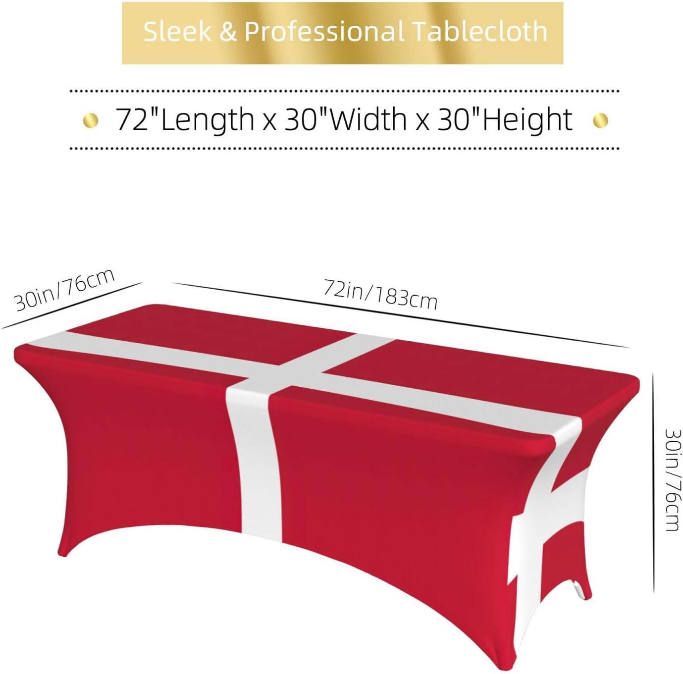 Danish Flag Print Table Cover Rectangular Tablecloth for 6-Foot Tables for Wedding Banquets Outdoor