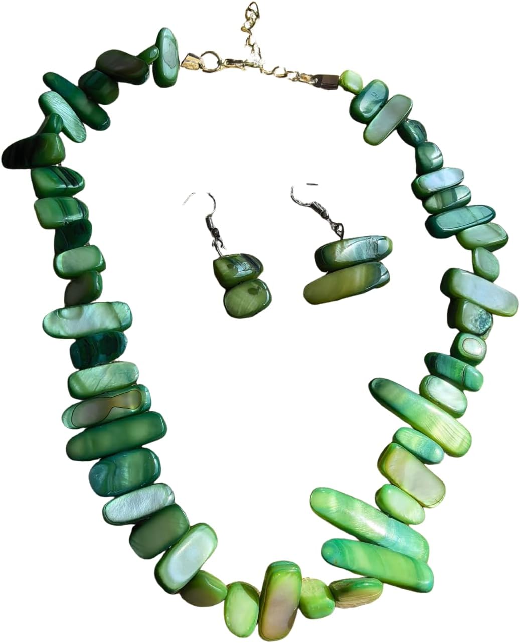 Caiyao Bohemian Rainbow Shell Beaded Choker Necklace Earrings Set Colorful Irregular Beaded Costume Statement Jewelry for Women Summer Beach Boho Holiday Accessory Gifts