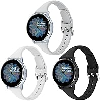 Vista 20 de 3 Pack Slim Sport Bands for Samsung Galaxy Watch Active 2 / Samsung Galaxy Active Watch 40mm 44mm, Soft Liquid Silicone Waterproof Straps for