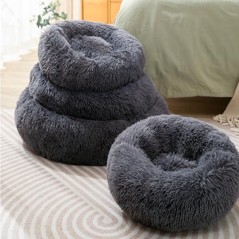 Hundebett rund katzenkissen hunde donut bett hundebett plüsch katze donut hundedonut Haustierbett für Hunde Plüsch Haustierbett Hundehütte Hundesofa Hundekissen Katzenbett Donut (L/Anzug Für 8Kg)