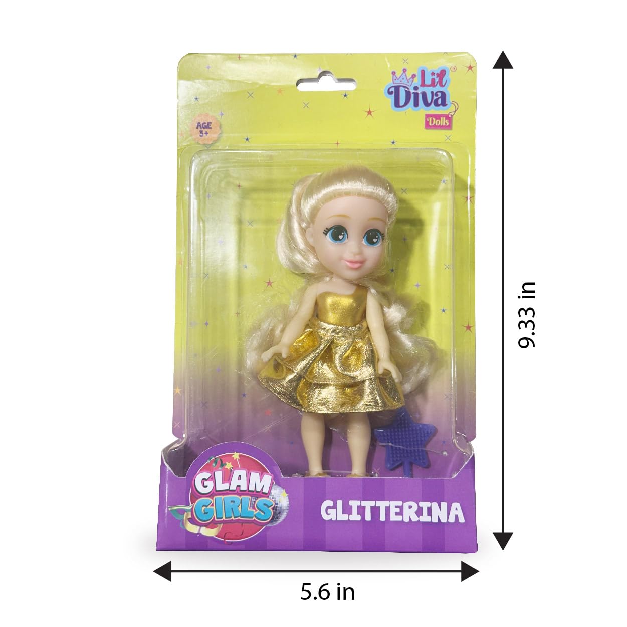 Lil Diva Dolls 6" Glam Girl Glitterina Doll for Girls|Soft Movable Body with Realistic Features|Birthday Gift for Kids 3+ Yrs|Early Learning Toy for Girls|Ideal Gift for Birthdays & Special Occasions 4