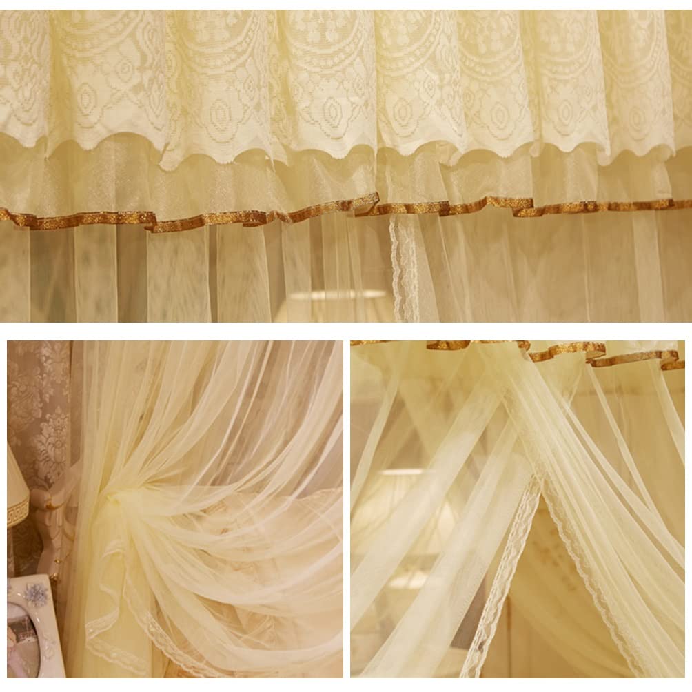 OKUOKA Zanzariera a baldacchino di Lusso, Arredamento Arioso della Camera da Letto della Tenda del Letto Estivo per Letto Matrimoniale Singolo con Supporto (Color : Yellow, Size : 150X200